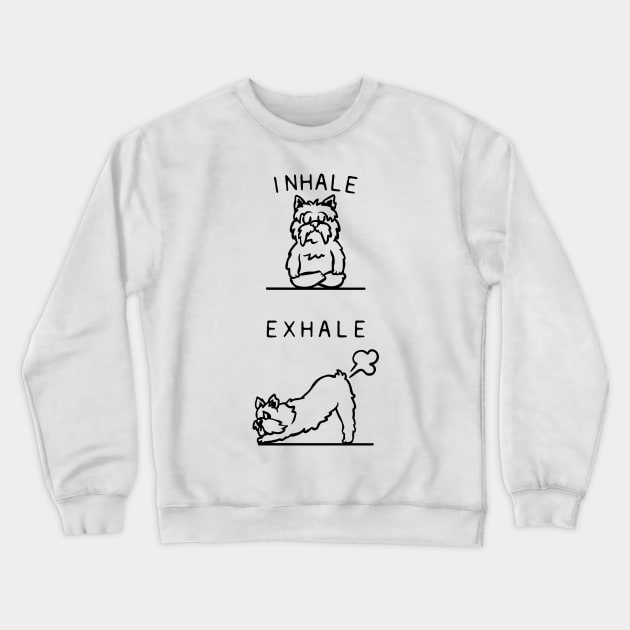 Inhale Exhale Yorkshire Terrier Crewneck Sweatshirt by huebucket